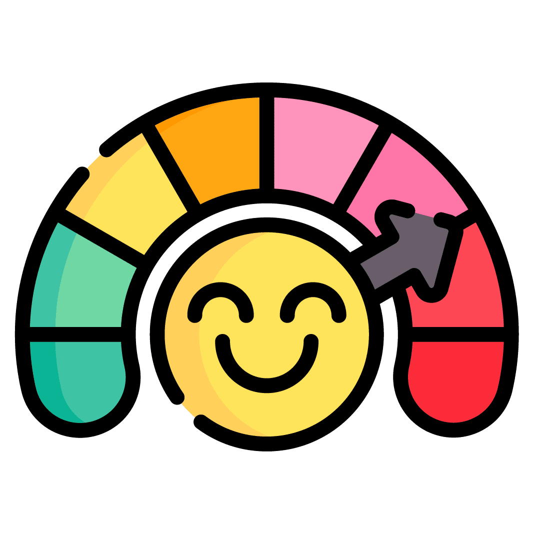 image of smiley face and  happiness level indicator